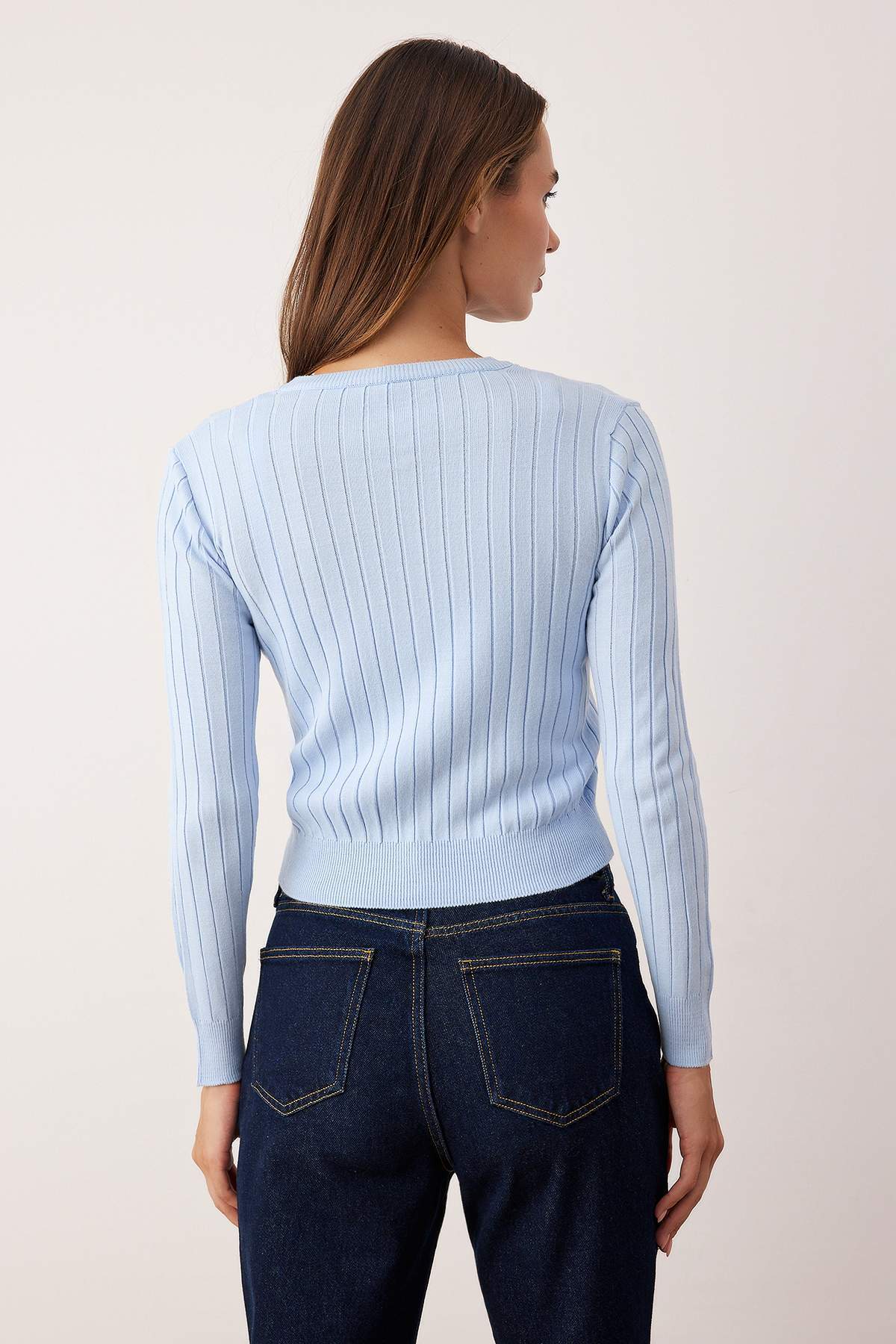 Trendyolmilla Bebe Mavisi 2'li Basic Triko Hırka-Bluz Takım TWOAW26HI00213