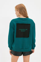 Trendyolmilla Beyaz Baskılı Basic Örme Sweatshirt TWOAW21SW0150