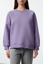Trendyolmilla Lila Relaxed/Rahat Kalıp Basic Reglan Kol Bisiklet Yaka Örme Sweatshirt TWOAW24SW00104