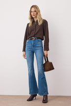 Trendyolmilla Mavi*002 Süper Yüksek Bel Comfort/Esnek Flare Jeans TWOSS23JE00064