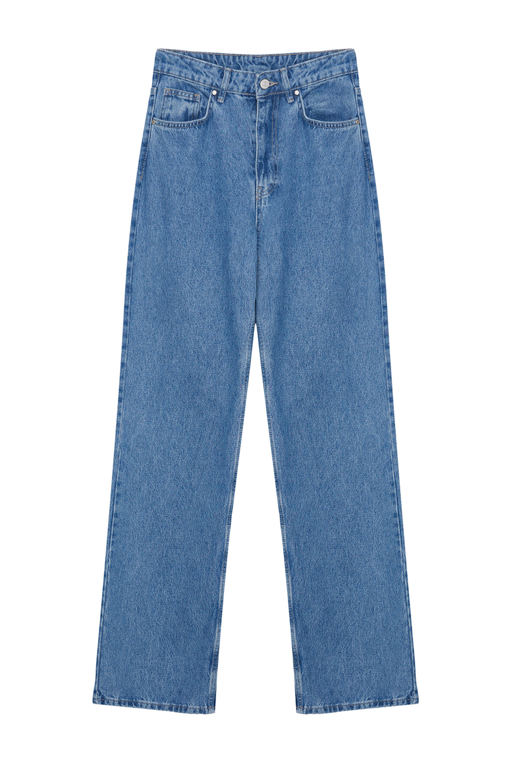 Trendyolmilla Koyu Mavi Yüksek Bel Wide Leg Geniş Paça %100 Pamuk Non-Stretch Jeans TWOSS23JE00068
