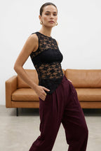 Özel Koleksiyon Mürdüm Düz Paça/Straight Dokuma Yumuşak Kumaş Pantolon TWOAW26PL00123