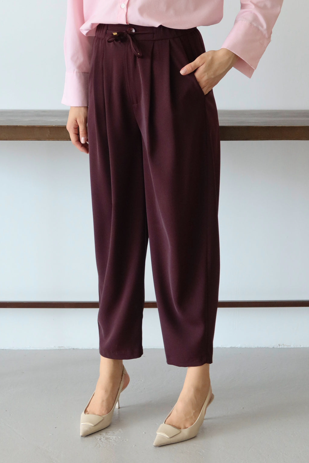 Trendyolmilla Mürdüm Şalvar/Harem Bağcıklı Pantolon TWOSS25PL00126