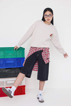 Taş Sırt Baskılı Oversize/Geniş Kalıp Kalın İçi Polarlı Örme Sweatshirt TWOAW26SW00124