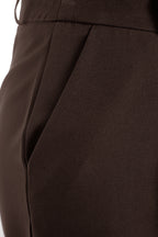 Trendyolmilla Koyu Kahverengi  Kemer Detaylı Wide Leg/Geniş Paça Dokuma Pantolon TWOAW24PL00341