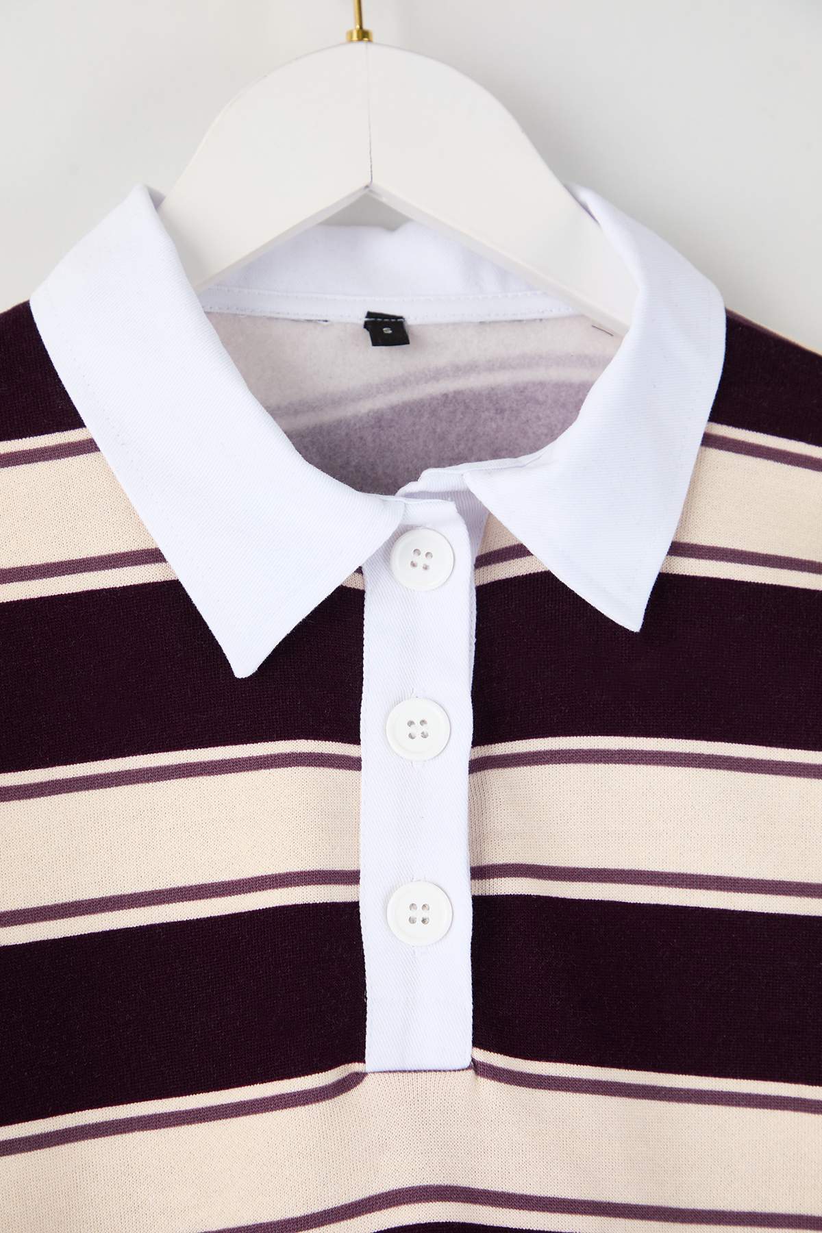 Çok Renkli Çizigli Polo Yaka Oversize/Geniş Kalıp Örme Sweatshirt TWOAW26SW00245