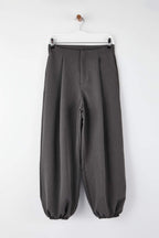 Trendyolmilla Gri Yüksek Bel Dokuma Şalvar Pantolon TWOAW26PL00169