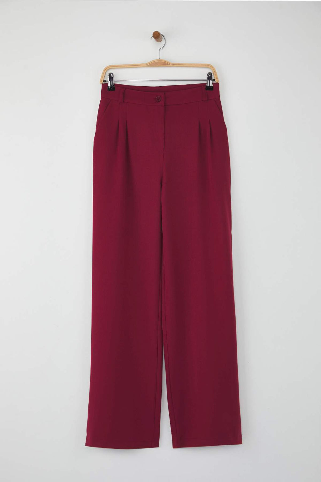 Trendyolmilla Bordo Pilili Wide Leg/Geniş Paça  Pantolon TWOAW25PL00109