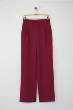 Trendyolmilla Bordo Pilili Wide Leg/Geniş Paça  Pantolon TWOAW25PL00109