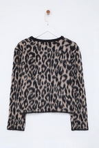 Trendyolmilla Kahverengi Leopar Desenli Triko Hırka TWOAW25HI00378