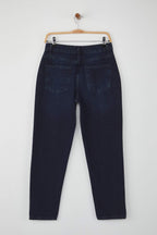 Trendyolmilla Gece Mavisi Yüksek Bel YENİ MOM %100 pamuk Non-Stretch Jeans TWOAW26JE00054