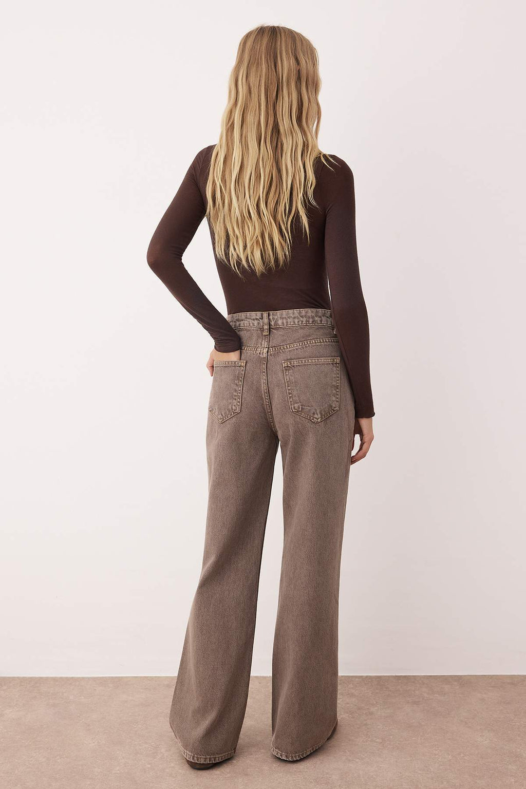 Trendyolmilla Antrasit Yüksek Bel Vintage Yıkama Geniş Paça Wide Leg Jeans TWOAW26JE00124