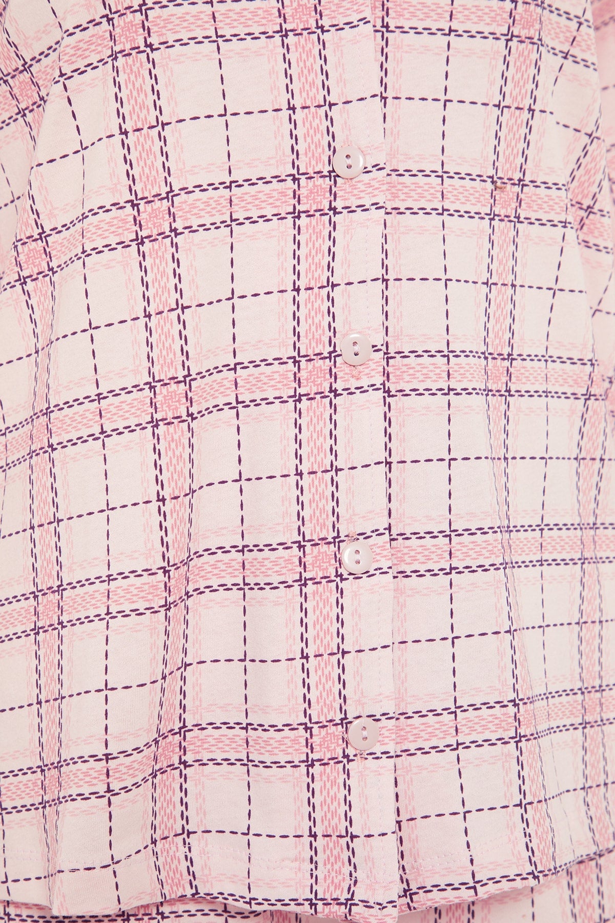 Trendyolmilla Bej %100 Pamuklu Ekoseli Örme Pijama Takımı THMAW20PT0266