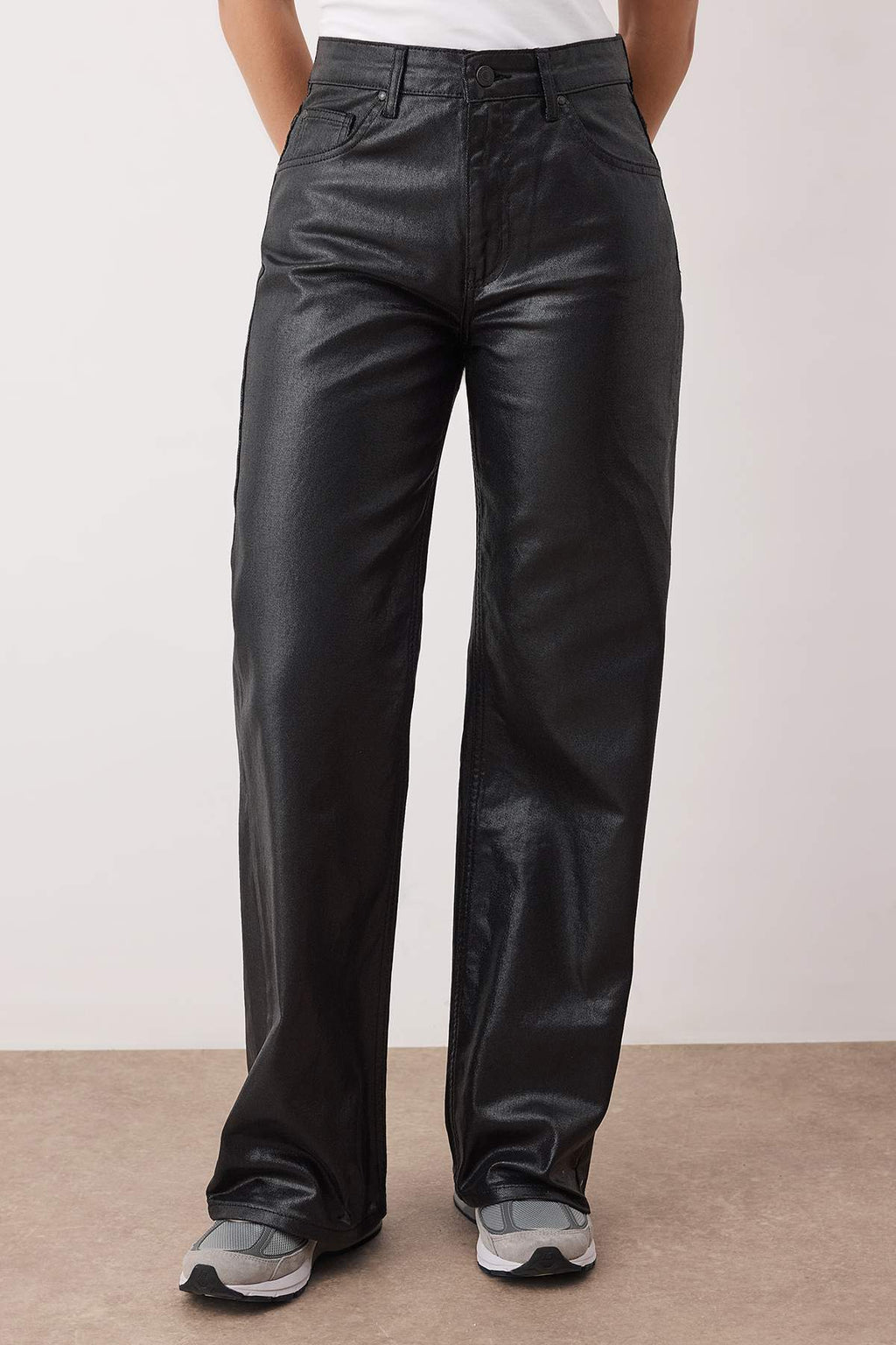 Siyah Kaplama Yüksek Bel Wide Leg Jeans TWOAW26JE00156