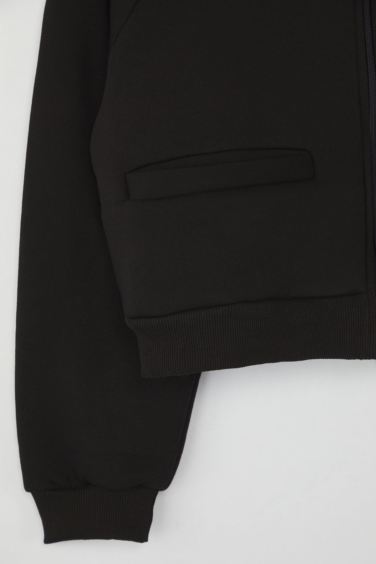 Trendyolmilla Siyah Regular/Normal Kalıp Fermuarlı Dik Yaka Kalın İçi Polarlı Örme Sweatshirt TWOAW26SW00017