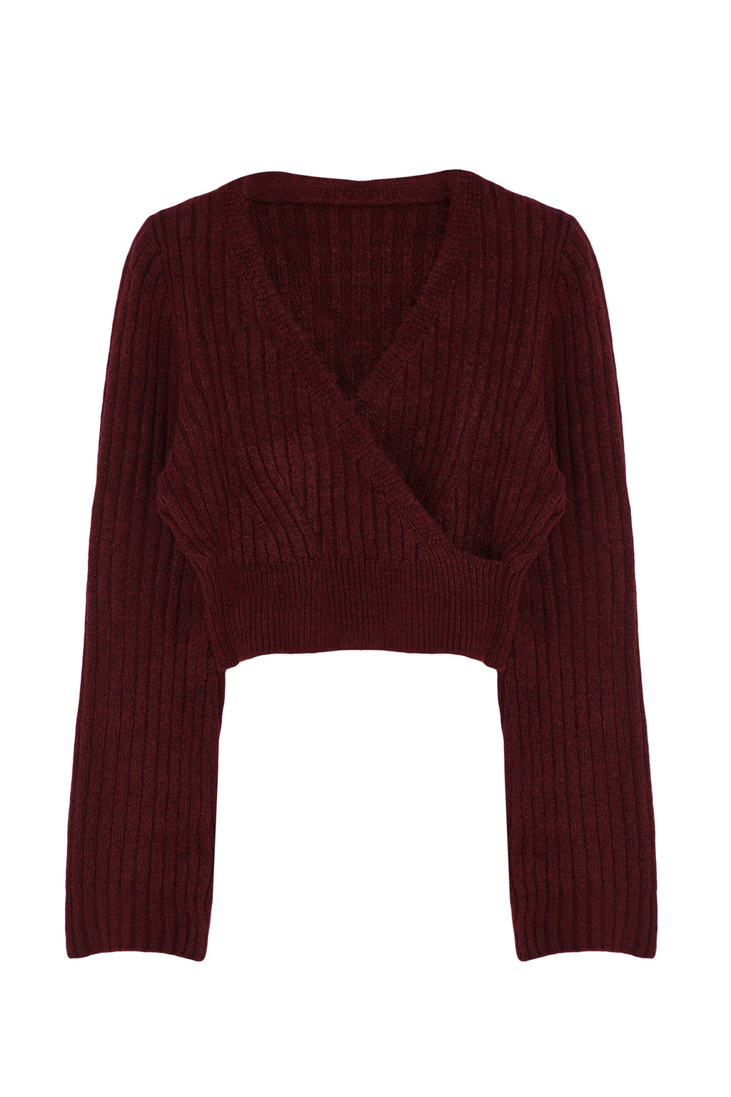 Trendyolmilla Kahverengi Crop Yumuşak Dokulu Kruvaze Triko Kazak TWOAW24KZ00381