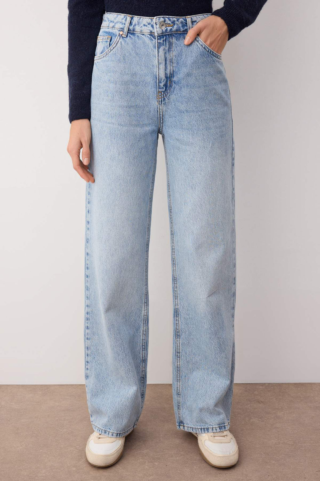 Trendyolmilla Koyu Mavi  Yüksek Bel Wide Leg Jeans TWOAW26JE00074