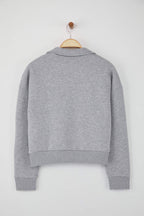Trendyolmilla Teen Gri Melanj Slogan Nakışlı Regular/Normal Kalıp Örme Sweatshirt TWOAW26SW00049