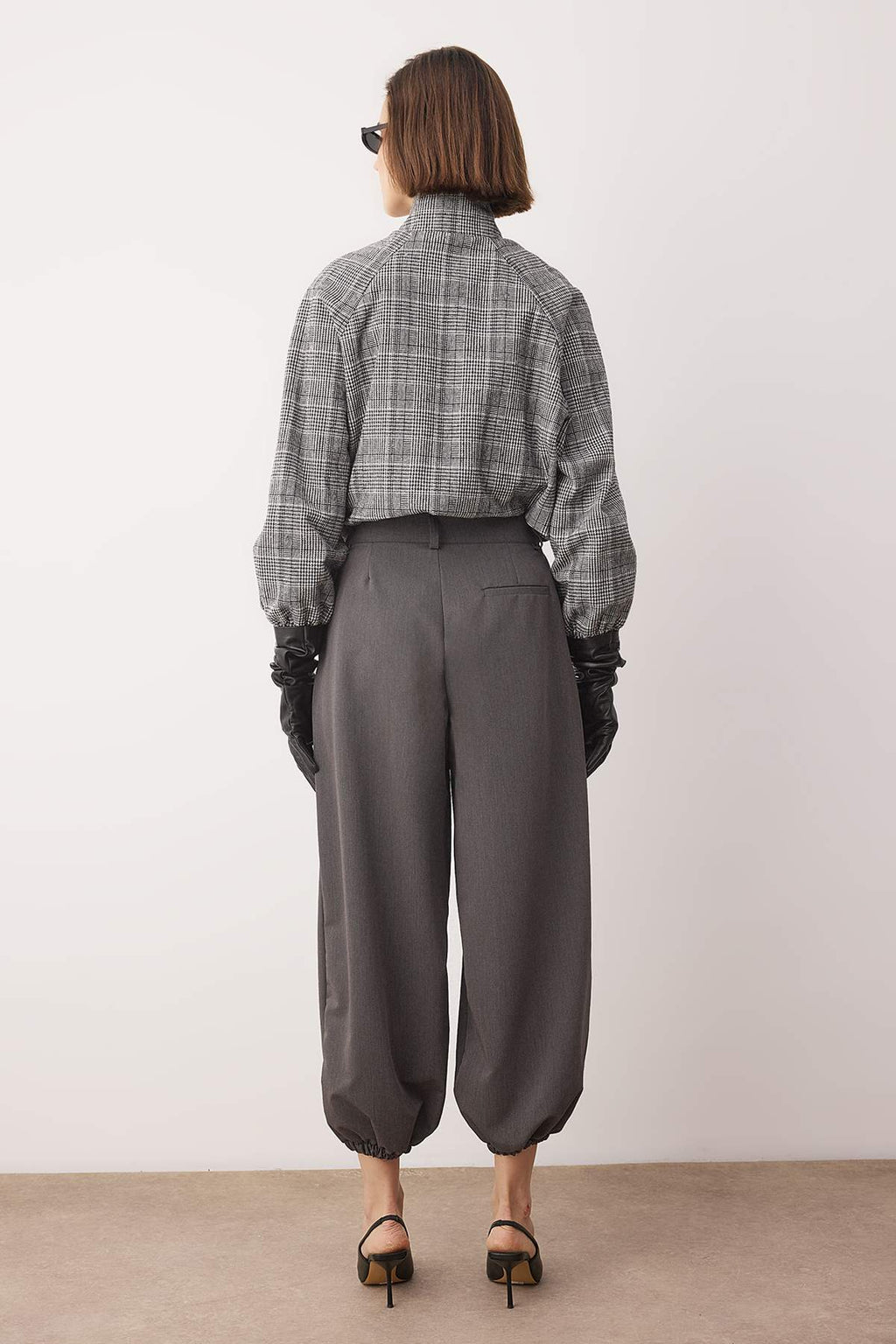 Trendyolmilla Gri Yüksek Bel Dokuma Şalvar Pantolon TWOAW26PL00169