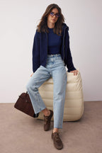 Trendyolmilla Koyu Mavi Yüksek Bel Straight/Düz Paça Jeans TWOAW26JE00182