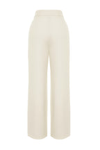 Trendyolmilla Ekru Yüksek Bel Wide Leg/Geniş Paça Pilili Dokuma Kumaş Pantolon TWOAW21PL0076