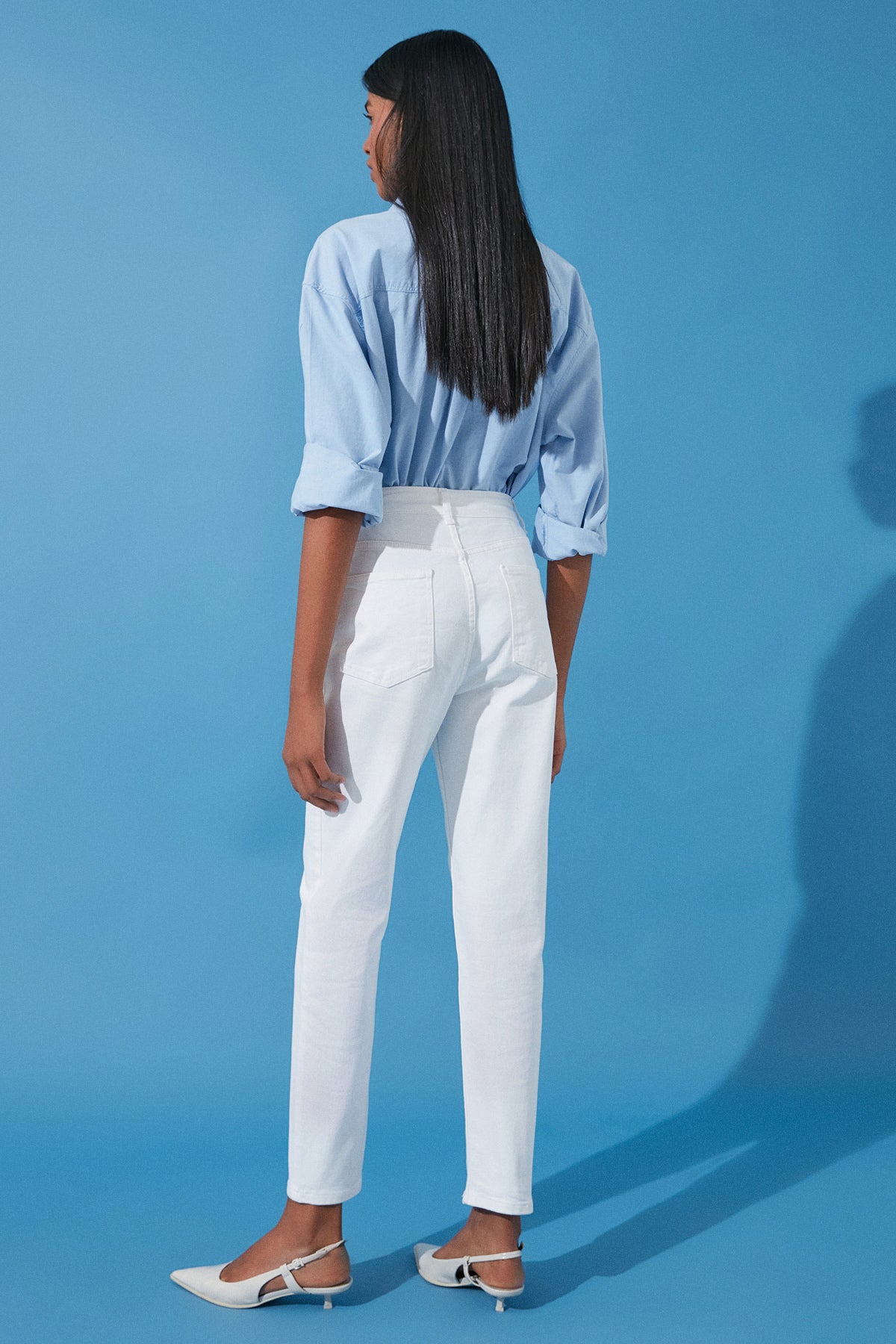 Beyaz Yüksek Bel Comfort/Esnek Mom Jeans TWOSS24JE00122