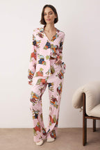 Pembe %100 Pamuklu Kaplan Baskılı Örme Pijama Takımı THMAW26PT00202