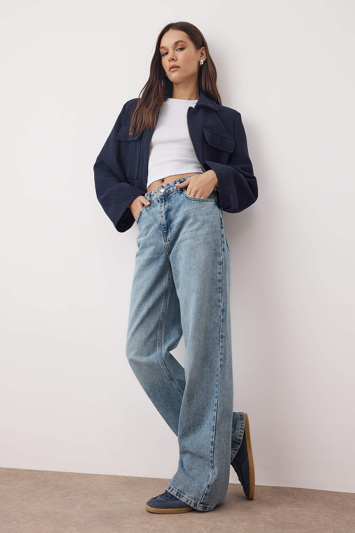 Trendyolmilla Açık Mavi Yüksek Bel Wide Leg Jeans TWOSS24JE00140