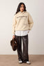 Trendyolmilla Taş Kalın İçi Polarlı Kapüşonlu Slogan Baskılı Boxy Fit Örme Sweatshirt TWOAW26SW00217