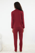 Trendyolmilla Bordo %100 Pamuklu Penguen Baskılı Örme Pijama Takımı THMAW23PT00151