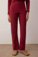 Trendyolmilla Bordo Pamuklu Hırka Fırçalı Yumuşak Tuşe Kışlık Fitilli Örme Pijama Takımı THMAW26PT00216