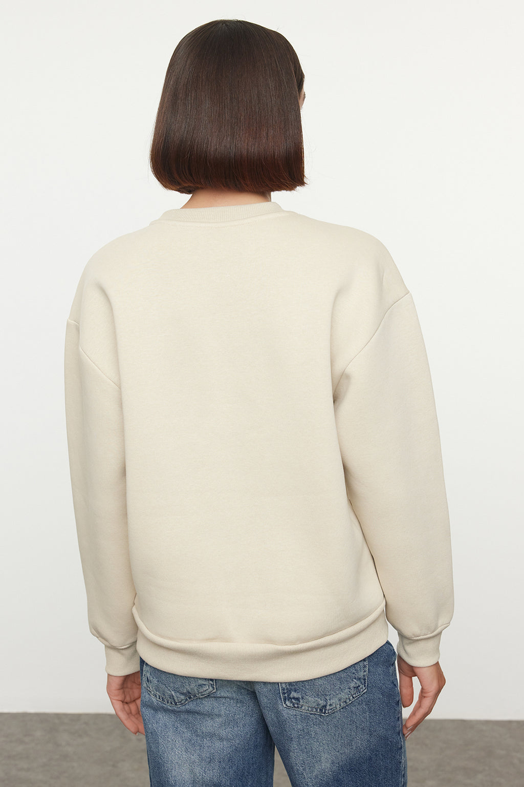 Trendyolmilla Siyah Animal Nakışlı Regular/Normal Kalıp Kalın İçi Polarlı Örme Sweatshirt TWOAW24SW00196