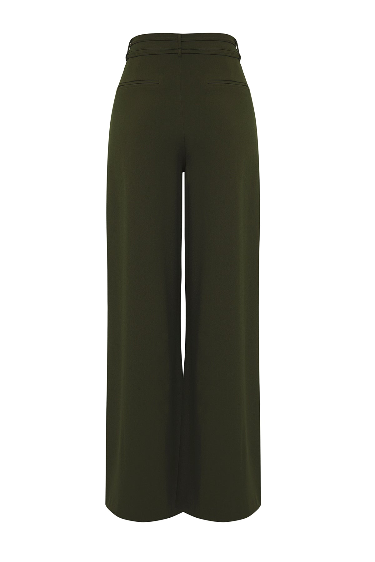 Limited Edition Haki Wide Leg Extra Geniş Paça Kuşaklı Dokuma Pantolon TWOSS25PL00082