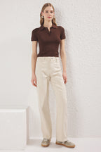 Trendyolmilla Taş Dikiş Detaylı Yüksek Bel Wide Leg Jeans TWOSS25JE00034