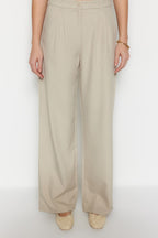 Trendyolmilla Vizon Wide Leg/Geniş Paça Pilili Dokuma Pantolon TWOAW22PL0475