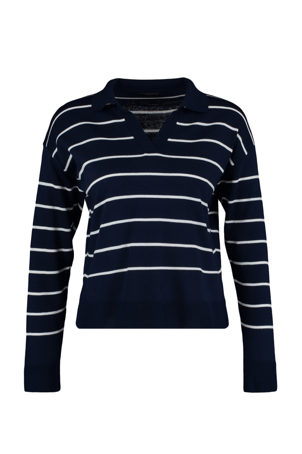 Lacivert Çizgili Polo Yaka Triko Kazak TWOAW22KZ0735