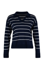 Lacivert Çizgili Polo Yaka Triko Kazak TWOAW22KZ0735