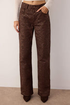 Kahverengi Yılan Desenli Yüksek Bel Wide Leg Jeans TWOAW26JE00153