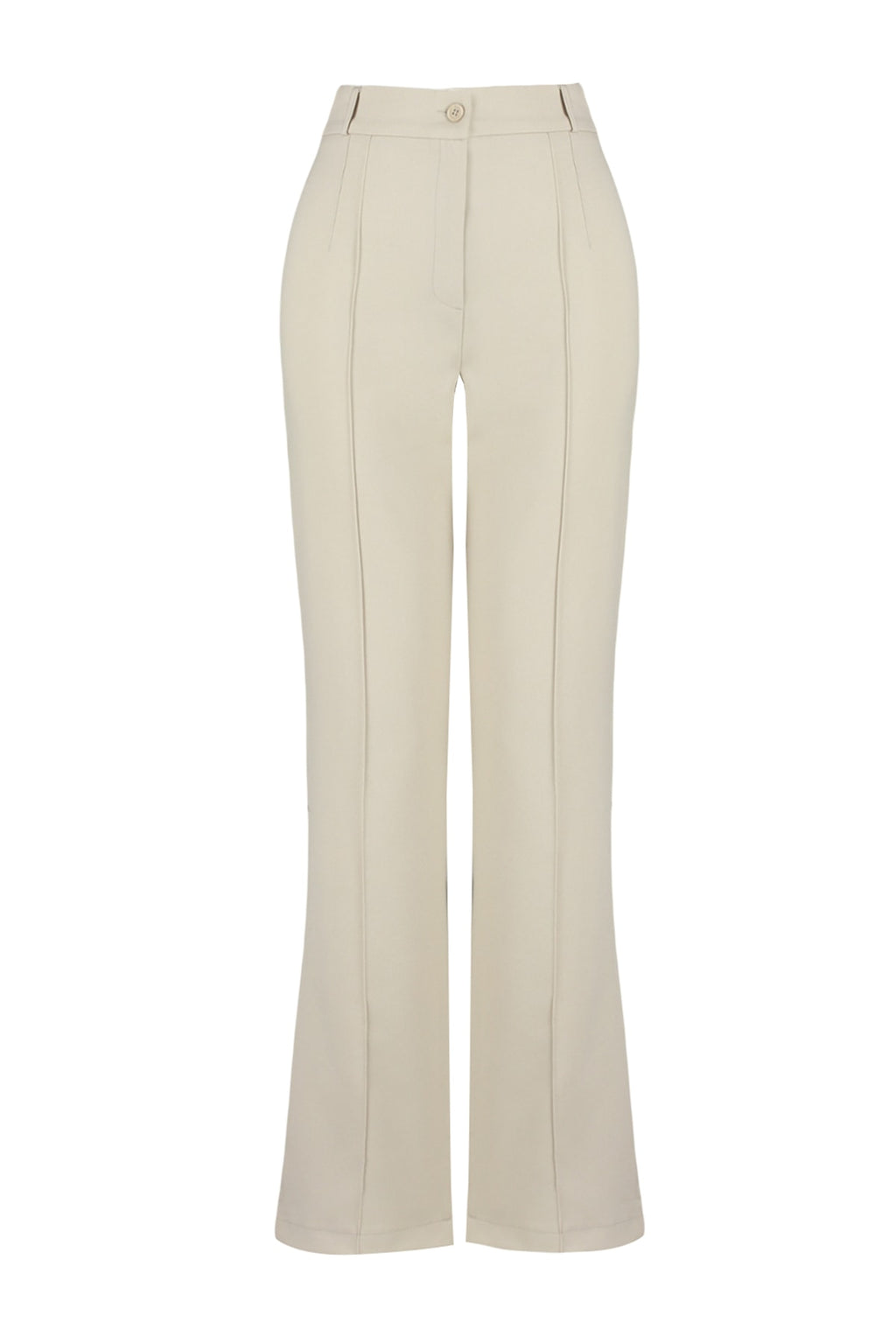 Trendyolmilla Vizon Straight/Düz Kesim Yüksek Bel Nervür Dikişli Dokuma Pantolon TWOSS21PL0093