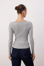 Trendyolmilla Bordo-Taş 2'li Paket V Yaka Fitted/Vücuda Oturan Pamuklu Esnek Örme Bluz TWOAW24BZ00068