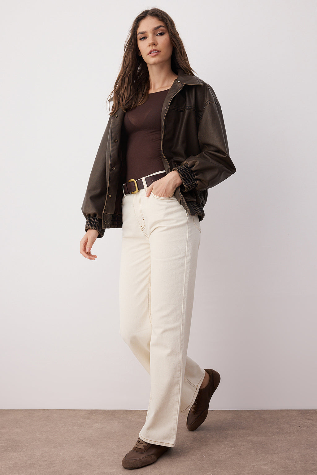 Trendyolmilla Kahverengi  Yüksek Bel Wide Leg Jeans TWOAW24JE00274