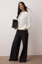 Trendyolmilla Ekru Fitilli Regular/Normal Kalıp Örme Sweatshirt TWOAW26SW00046
