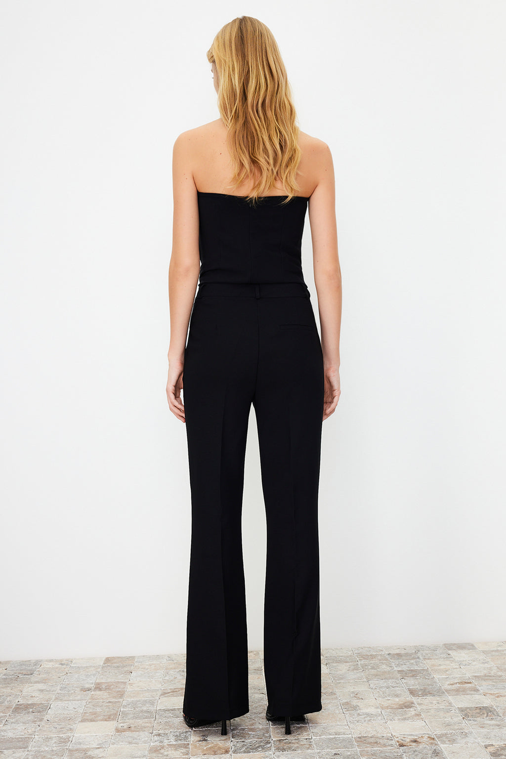 Siyah Bootcut/Çizme Paça Dokuma Pantolon TWOSS24PL00024