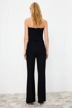 Siyah Bootcut/Çizme Paça Dokuma Pantolon TWOSS24PL00024