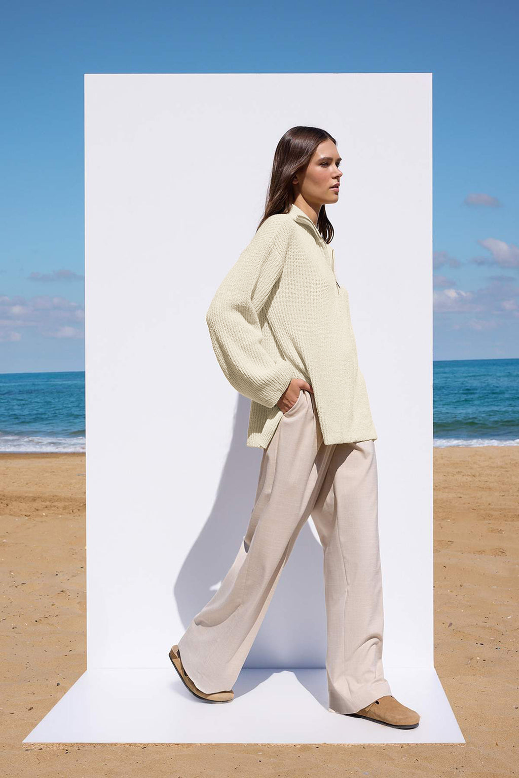 Trendyolmilla More Sustainable Ekru Triko Kazak TWOAW24KZ01119