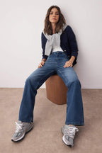 Trendyolmilla Gece Mavisi Yüksek Bel Wide Leg Jeans TWOSS25JE00172
