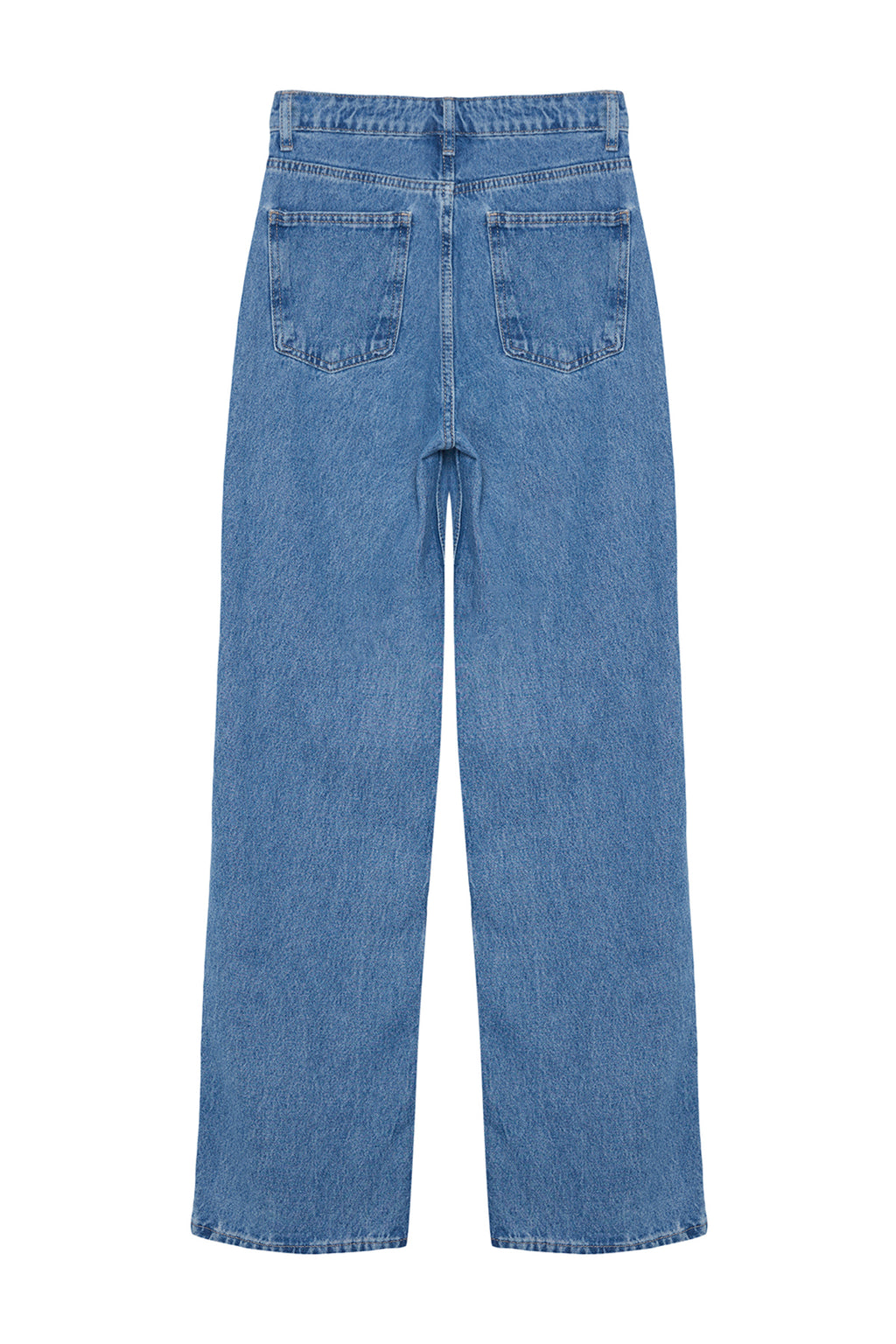 Trendyolmilla Koyu Mavi Yüksek Bel Wide Leg Geniş Paça %100 Pamuk Non-Stretch Jeans TWOSS23JE00068