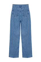 Trendyolmilla Koyu Mavi Yüksek Bel Wide Leg Geniş Paça %100 Pamuk Non-Stretch Jeans TWOSS23JE00068