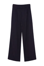 Lacivert Yüksek Bel Wide Leg/Geniş Paça Çizgili Dokuma Pantolon TWOSS22PL0100