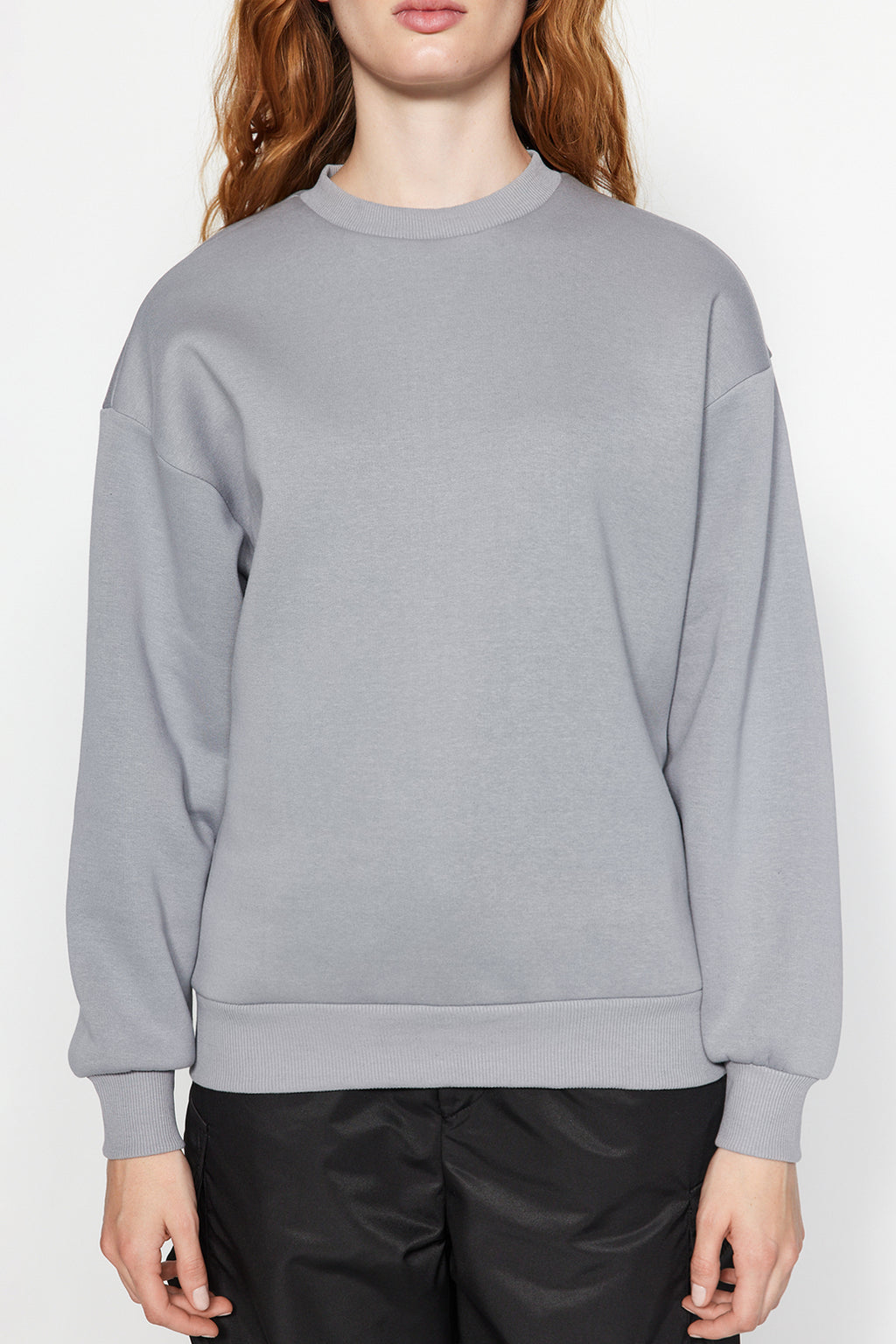 Trendyolmilla Fuşya Kalın İçi Polarlı Regular/Normal Kalıp Bisiklet Yaka Basic Örme Sweatshirt TWOAW24SW00101